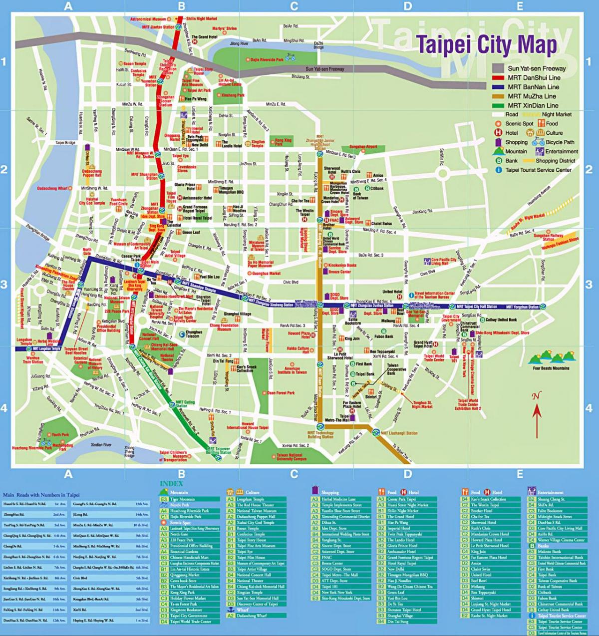 Автобус Тайпе маршрут на картата