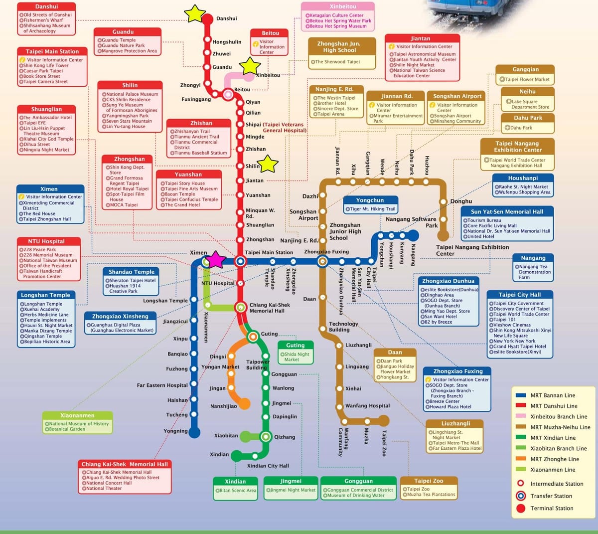 карта Тайпе местен влак