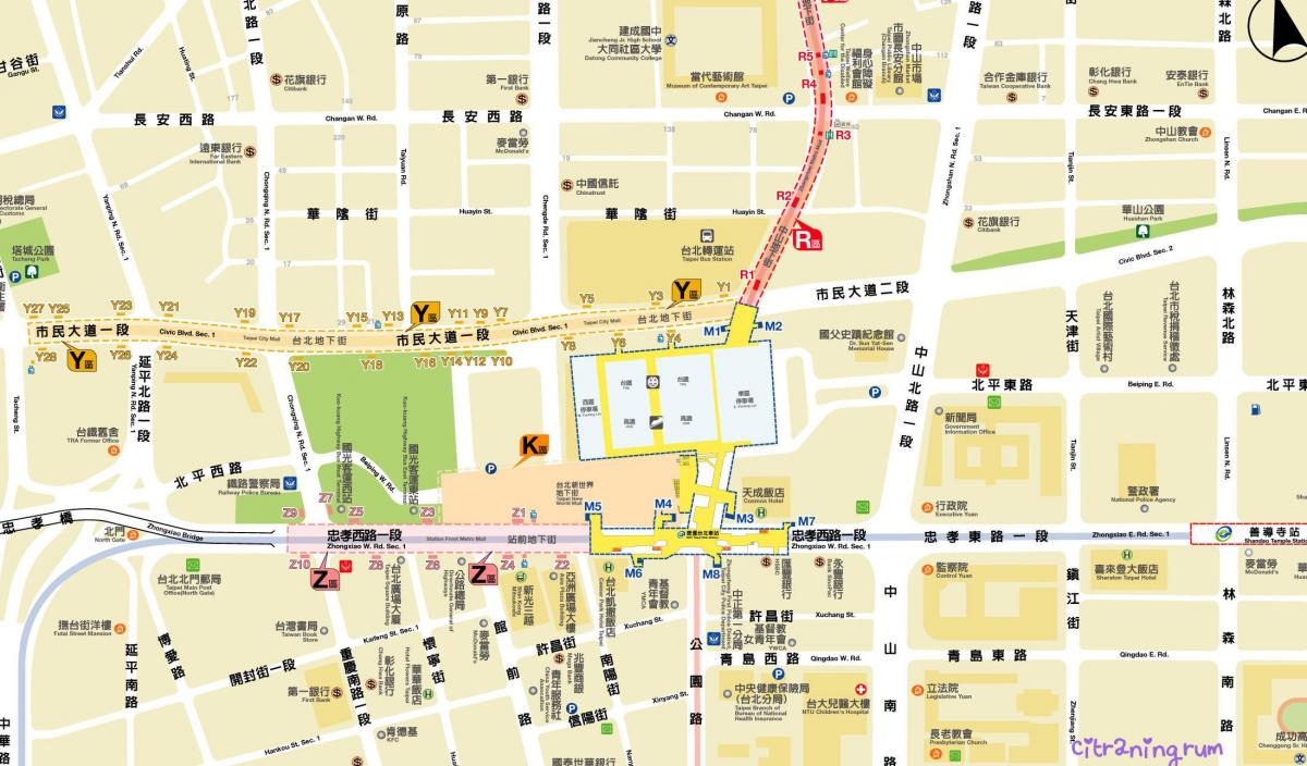 карта Тайпе подземен търговски център