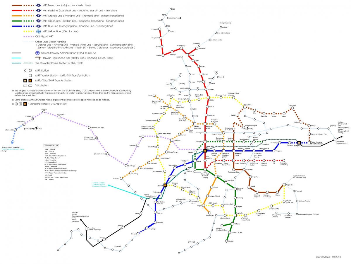 карта гара на градската железница s-Тайпе 
