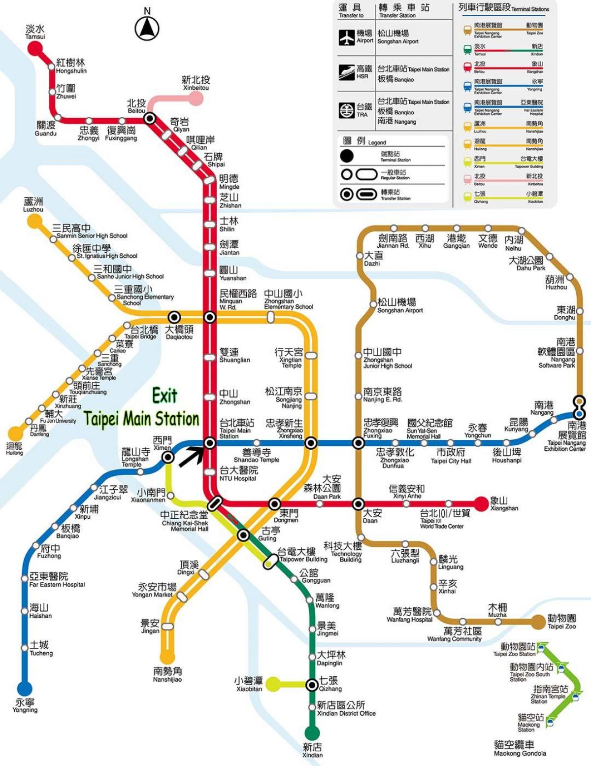 Тайпе главна станция на метрото, търговски център карта