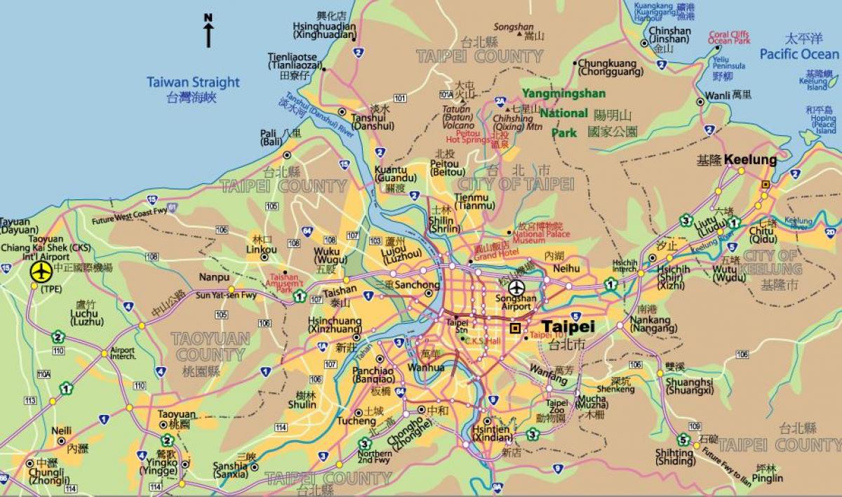 Карта в центъра на град Тайпей 